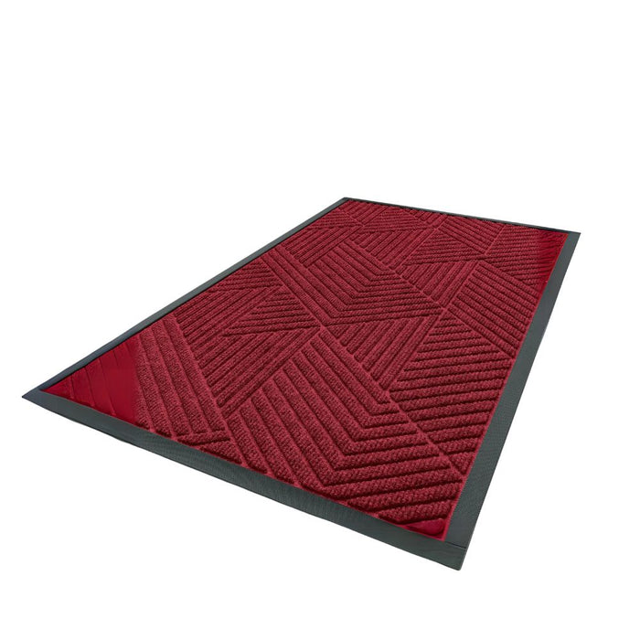 Anyhouz Doormat Red Geometric Rubber Non Slip Dirt Trap Absorbent Mat