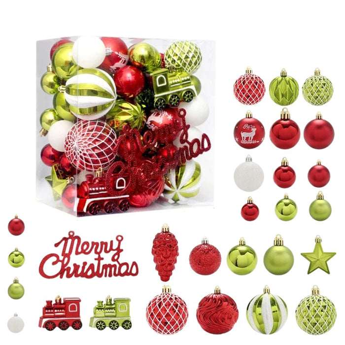 Anyhouz Christmas Tree Balls 65PC Set Holiday Hanging Decoration Ornaments