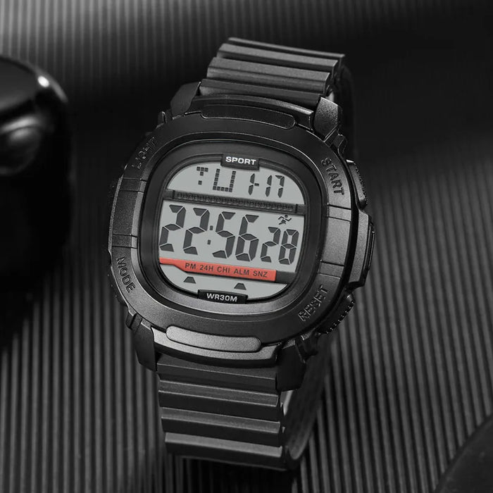 Anyco Watch Black Waterproof Luxury Digital Sportswatch with Resin Straps