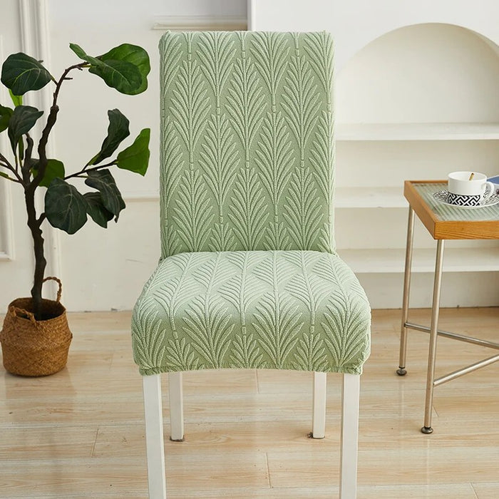 Anyhouz Chair Cover Light Green Series Leaf Lines Design with Elastic Material for Dining Room Kitchen Wedding Hotel Banquet Restaurant