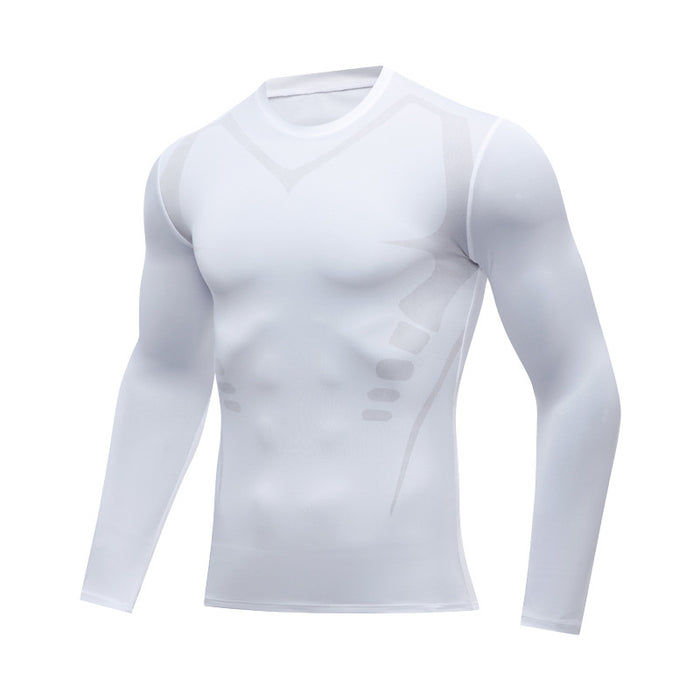 Anymens Fitness Tshirt White Long Sleeve Compression Running Sport Shirts Training Jogging Tops Gym Sportswear Dry Fit Rashguard For Men