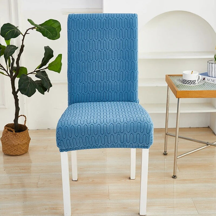 Anyhouz Chair Cover Blue Wavey Lines Design with Elastic Material for Dining Room Kitchen Wedding Hotel Banquet Restaurant