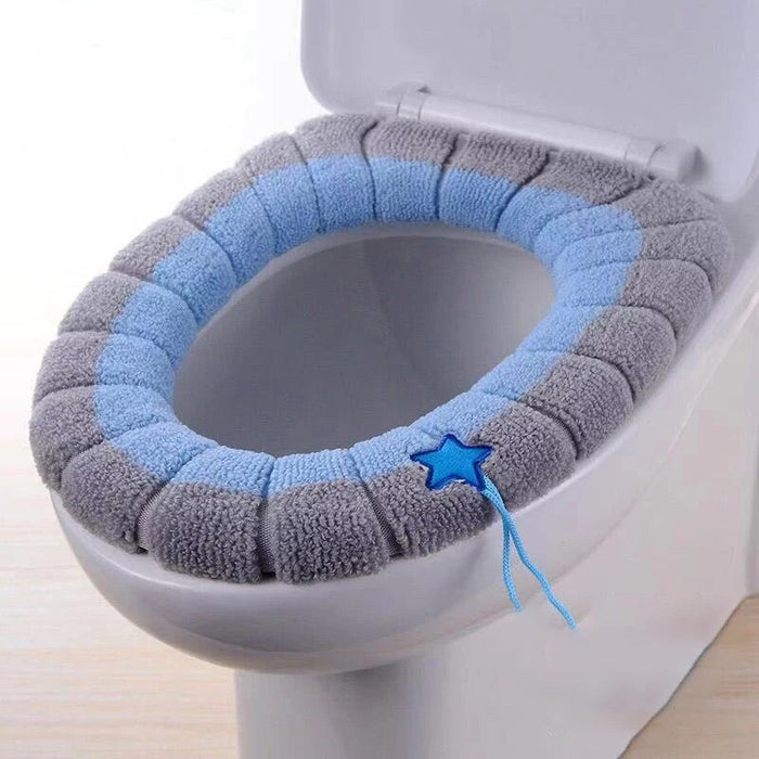 Anyhouz Toilet Seat Blue Soft Warmer Washable Mat Cover Pad Cushion Seat Case Toilet Lid Cover Accessories