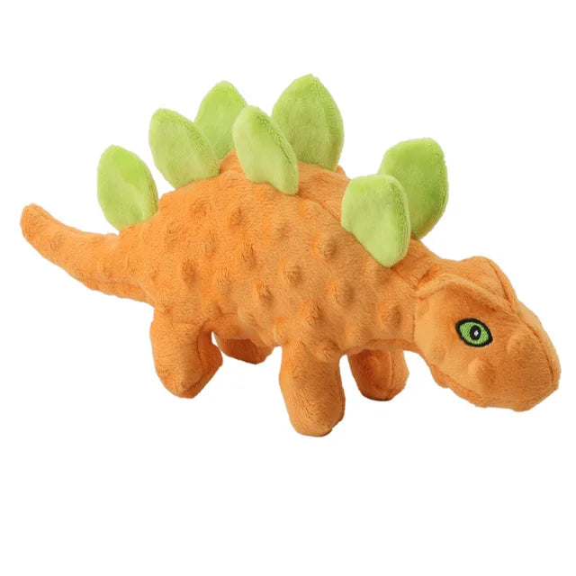 Anywags Pet Toys Yellow Green Plush Stegosaurus Squeaky Teething Chews For Puppies