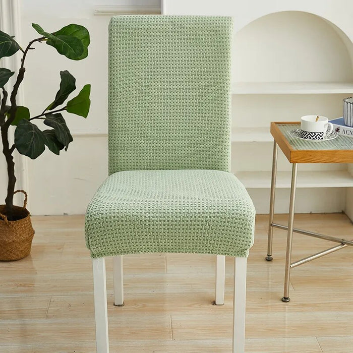 Anyhouz Chair Cover Light Green Micro Knitted Design with Elastic Material for Dining Room Kitchen Wedding Hotel Banquet Restaurant