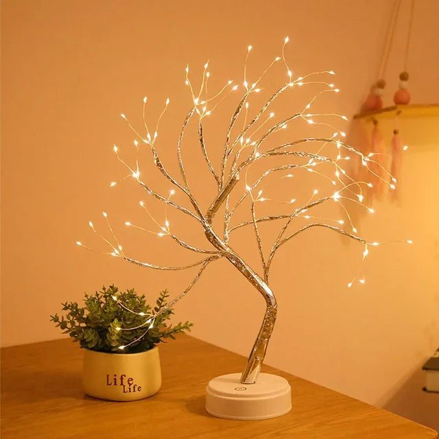 Anyhouz Table Lamp Warm 108 LED Bonsai Tree Desk Light USB Rechargeable For Living Room