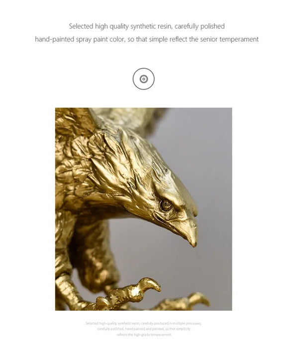 Anyhouz Home Figurine Golden Eagle Statue XS Resin for Living Room Desktop Decoration Accessories Gifts