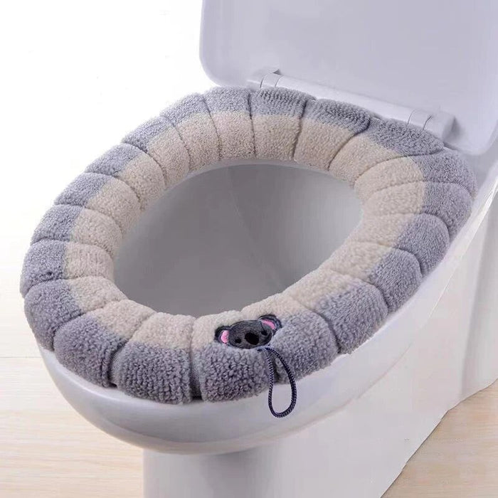 Anyhouz Toilet Seat Gray Soft Warmer Washable Mat Cover Pad Cushion Seat Case Toilet Lid Cover Accessories