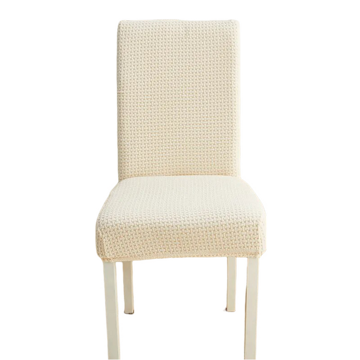 Anyhouz Chair Cover Beige Micro Knitted Design with Elastic Material for Dining Room Kitchen Wedding Hotel Banquet Restaurant