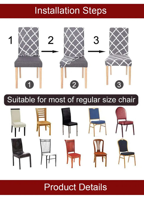 Anyhouz Chair Cover Dark Grey Micro Knitted Design with Elastic Material for Dining Room Kitchen Wedding Hotel Banquet Restaurant