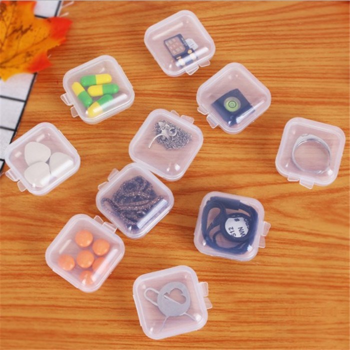 Anyhouz Jewelry Storage Containers Box 100pcs Transparent Portable Pill Medicine Holder Storage Organizer Jewelry Packaging for Earrings Ring