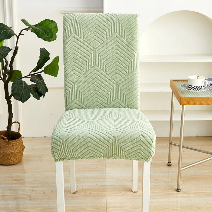 Anyhouz Chair Cover Light Green Geometric Lines Design with Elastic Material for Dining Room Kitchen Wedding Hotel Banquet Restaurant