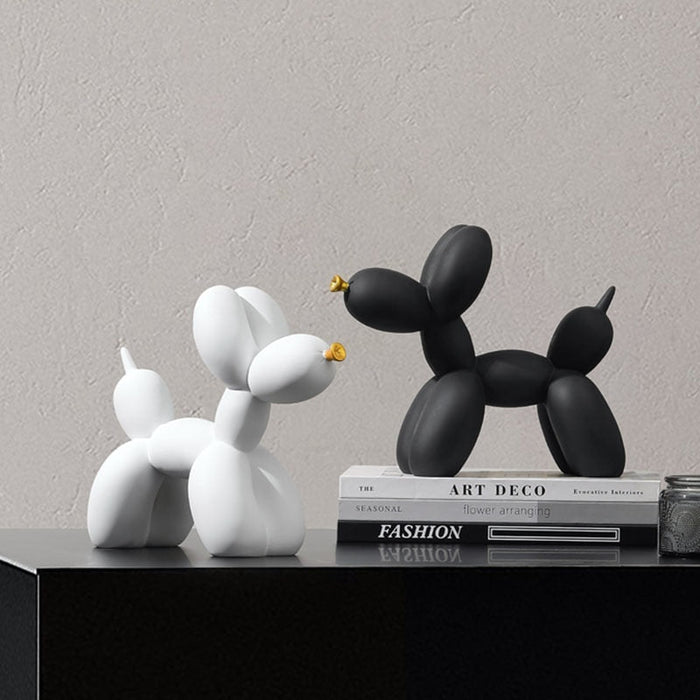 Anyhouz Home Figurine Nordic Balloon Dog Black Small Resin for Living Room Desktop Decoration Accessories Gifts