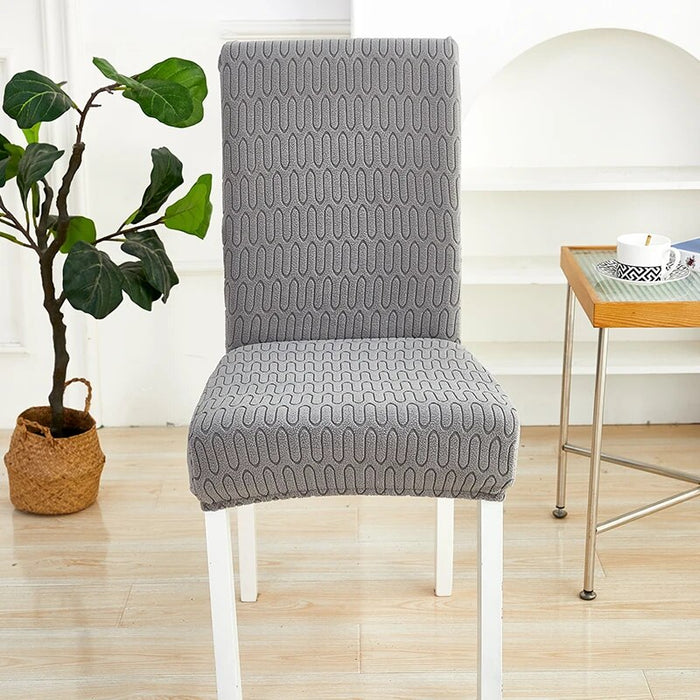 Anyhouz Chair Cover Dark Grey Wavey Lines Design with Elastic Material for Dining Room Kitchen Wedding Hotel Banquet Restaurant