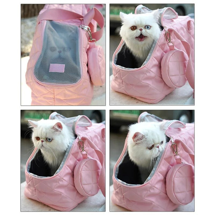 Anywags Pet Carrier Pink Shoulder Bag with Breathable Outdoor Travel for Puppy Dog Cat Cling Bags