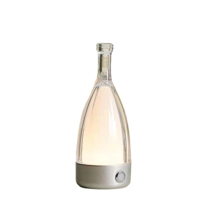 Anyhouz Luxury Lamp Silver Wine Bottle Home Decor USB Rechargeable Table Accents for Bedroom Hotel Living Room