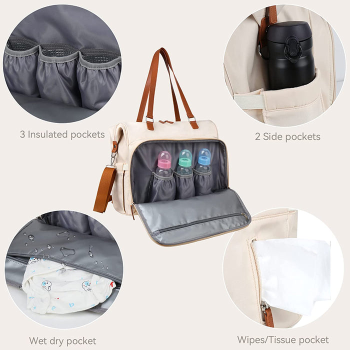 Anymom Mommy Diaper Bags White 3 pcs Set Nappy Backpack Maternity Multifunctional Handbag Large Capacity Luggage Sleeve