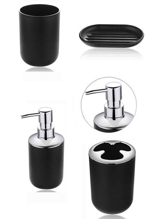 Anyhouz Plastic Bathroom Accessories Sets Black Toilet Brush Soap Dish Toothpaste Dispenser Swing Lid Trash Washable for Bath Accessories