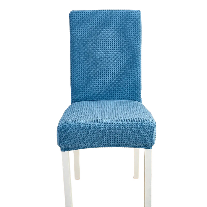 Anyhouz Chair Cover Blue Micro Knitted Design with Elastic Material for Dining Room Kitchen Wedding Hotel Banquet Restaurant