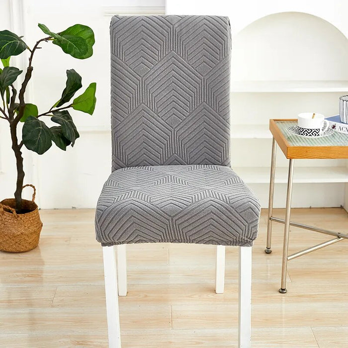 Anyhouz Chair Cover Dark Grey Geometric Lines Design with Elastic Material for Dining Room Kitchen Wedding Hotel Banquet Restaurant