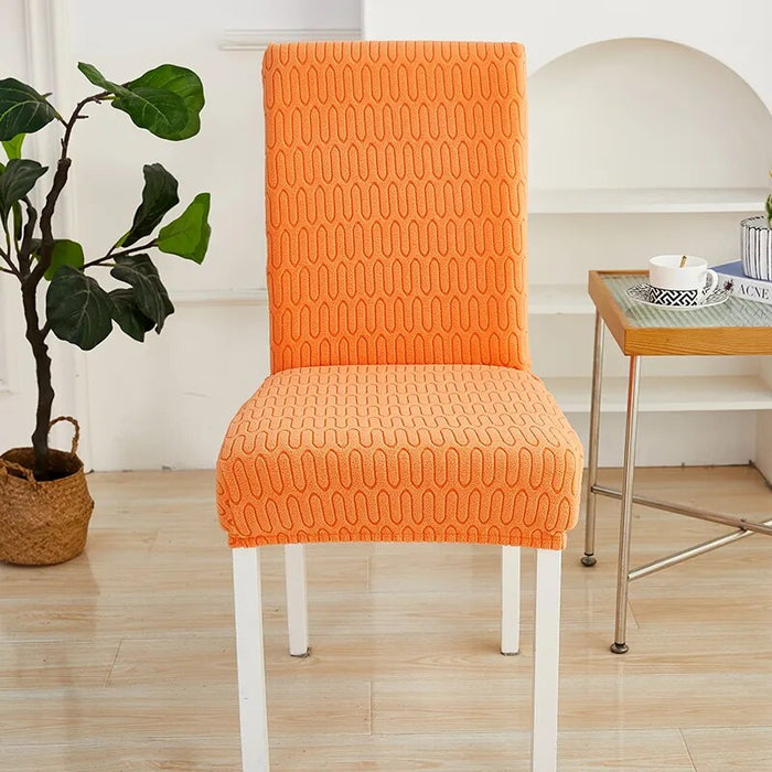 Anyhouz Chair Cover Orange Wavey Lines Design with Elastic Material for Dining Room Kitchen Wedding Hotel Banquet Restaurant