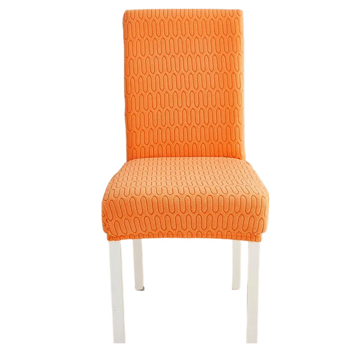 Anyhouz Chair Cover Orange Wavey Lines Design with Elastic Material for Dining Room Kitchen Wedding Hotel Banquet Restaurant