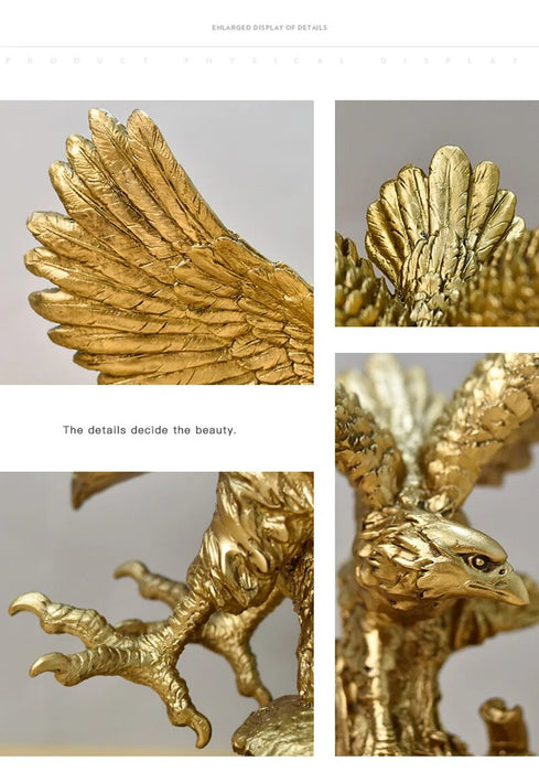 Anyhouz Home Figurine Golden Eagle Statue XS Resin for Living Room Desktop Decoration Accessories Gifts