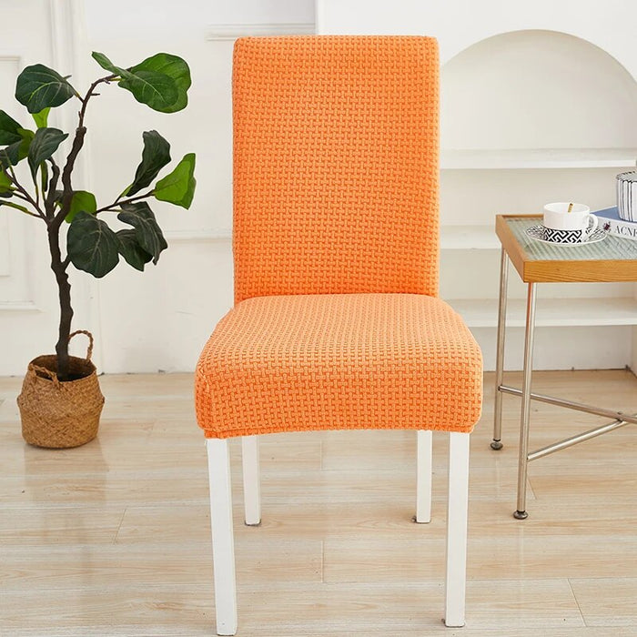 Anyhouz Chair Cover Orange Micro Knitted Design with Elastic Material for Dining Room Kitchen Wedding Hotel Banquet Restaurant