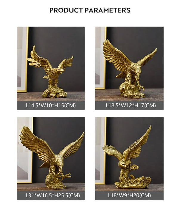 Anyhouz Home Figurine Golden Eagle Statue XS Resin for Living Room Desktop Decoration Accessories Gifts