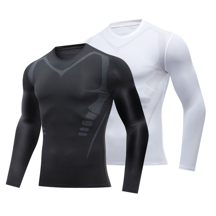 Anymens Fitness Tshirt White Long Sleeve Compression Running Sport Shirts Training Jogging Tops Gym Sportswear Dry Fit Rashguard For Men