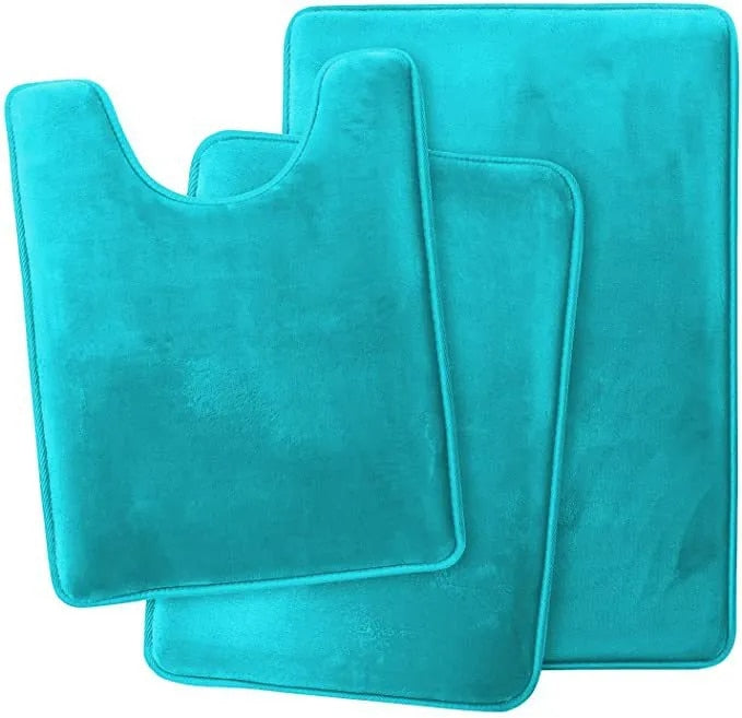 Anyhouz Bath Mat Lake Blue Non-Slip Rug Set Bathroom Absorbent Washable Carpet Toilet  Accessories