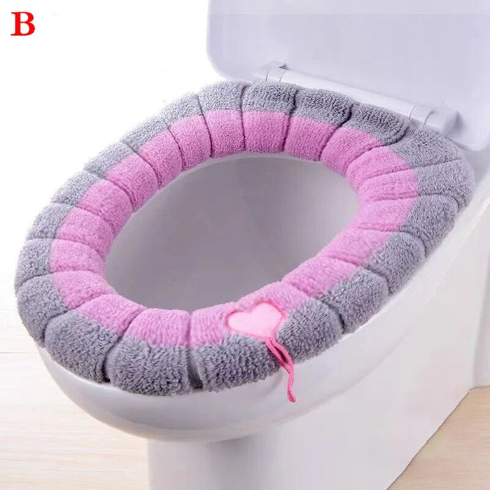 Anyhouz Toilet Seat Pink Soft Warmer Washable Mat Cover Pad Cushion Seat Case Toilet Lid Cover Accessories