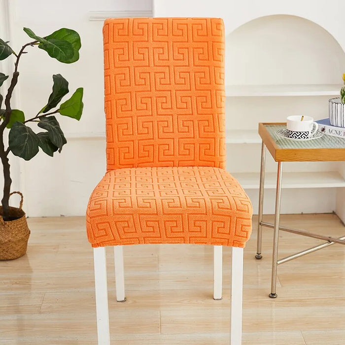 Anyhouz Chair Cover Orange Square Geometric Style with Elastic Material for Dining Room Kitchen Wedding Hotel Banquet Restaurant