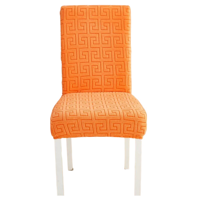 Anyhouz Chair Cover Orange Square Geometric Style with Elastic Material for Dining Room Kitchen Wedding Hotel Banquet Restaurant