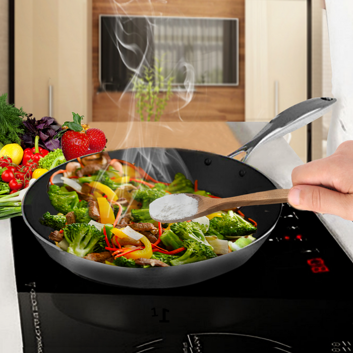 Anyhouz Fry Pan Stainless Steel 20cm 24cm Frying Pan Skillet Induction Non Stick Interior FryPan