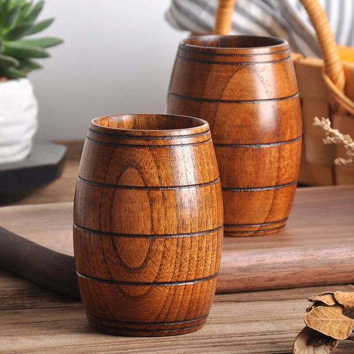 Anygleam Brown 4pcs Wooden Cup Beer Mug Kitchen Tools Accessories