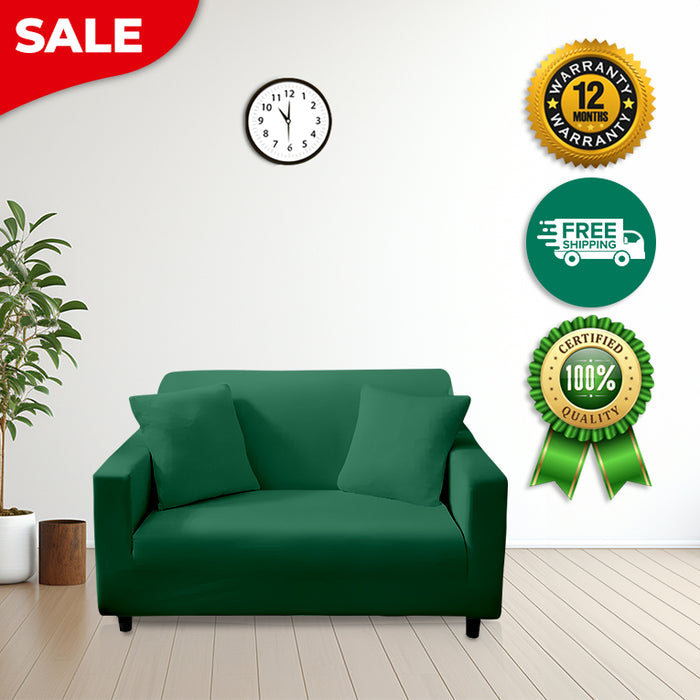 Anyhouz 2 Seater Sofa Cover Plain Green Style and Protection For Living Room Sofa Chair Elastic Stretchable Slipcover