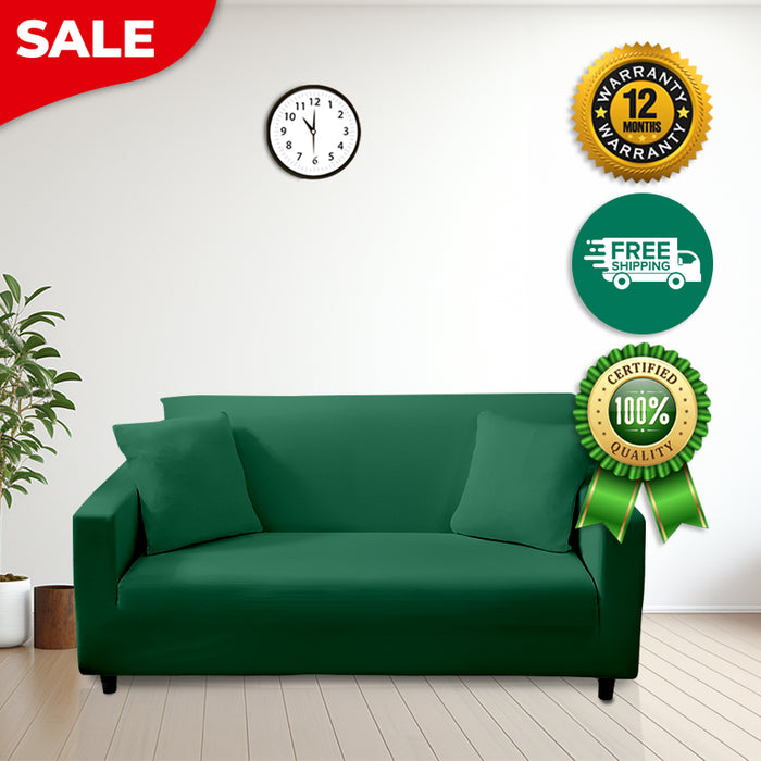 Anyhouz 4 Seater Sofa Cover Plain Green Style and Protection For Living Room Sofa Chair Elastic Stretchable Slipcover