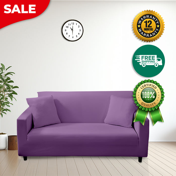 Anyhouz 4 Seater Sofa Cover Plain Purple Style and Protection For Living Room Sofa Chair Elastic Stretchable Slipcover