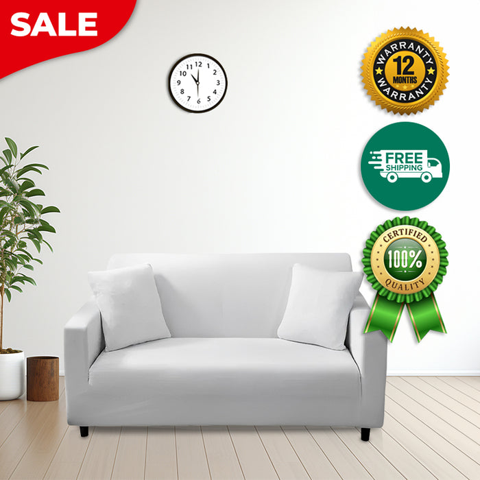 Anyhouz 3 Seater Sofa Cover Plain White Style and Protection For Living Room Sofa Chair Elastic Stretchable Slipcover