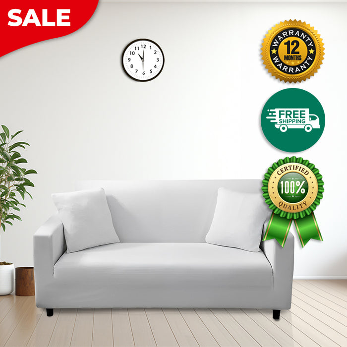 Anyhouz 4 Seater Sofa Cover Plain White Style and Protection For Living Room Sofa Chair Elastic Stretchable Slipcover