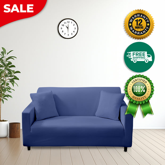 Anyhouz 3 Seater Sofa Cover Plain Royal Blue Style and Protection For Living Room Sofa Chair Elastic Stretchable Slipcover