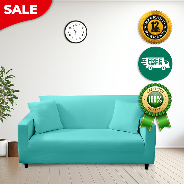 Anyhouz 4 Seater Sofa Cover Plain Blue Style and Protection For Living Room Sofa Chair Elastic Stretchable Slipcover