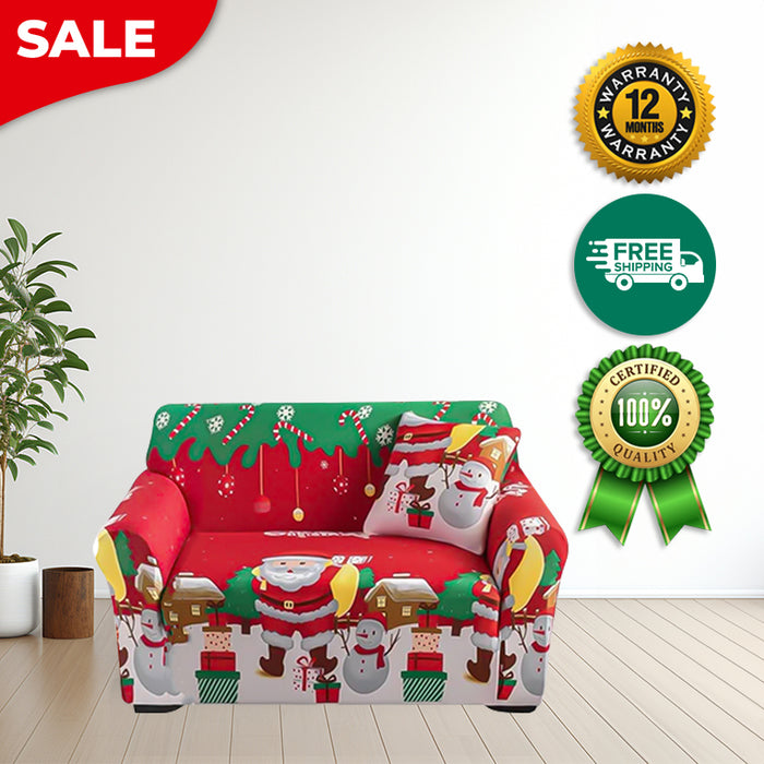 Anyhouz Sofa Cover Red Green Christmas Santa Design Non Slip Stretchable Slipcover