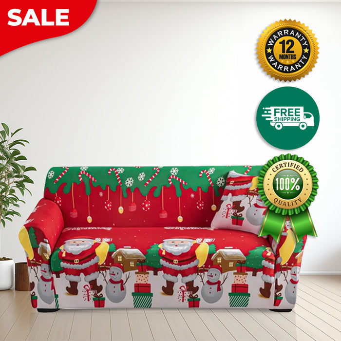 Anyhouz Sofa Cover Red Green Christmas Santa Design Non Slip Stretchable Slipcover