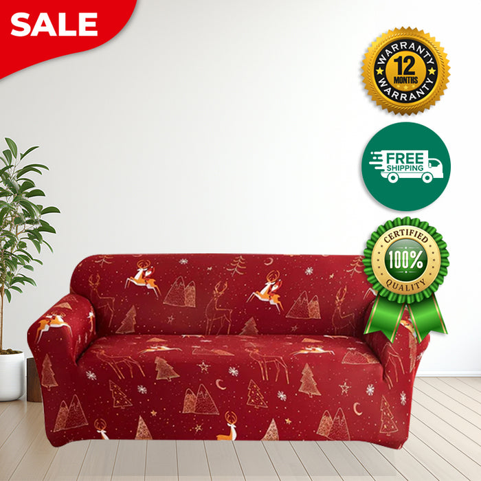 Anyhouz Sofa Cover Maroon Christmas Design Non Slip Stretchable Slipcover