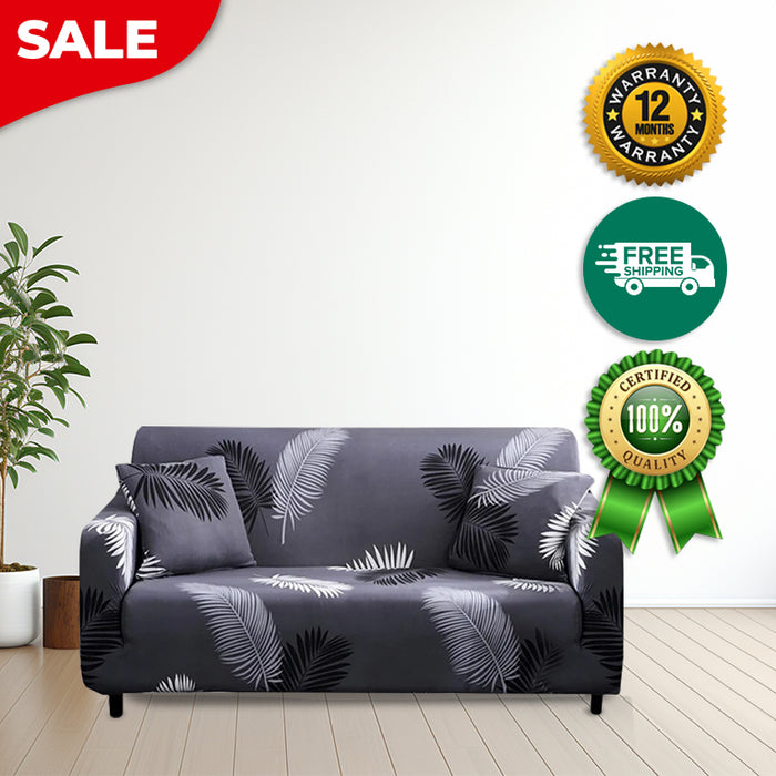 Anyhouz 3 Seater Sofa Cover Gray Feather Style and Protection For Living Room Sofa Chair Elastic Stretchable Slipcover