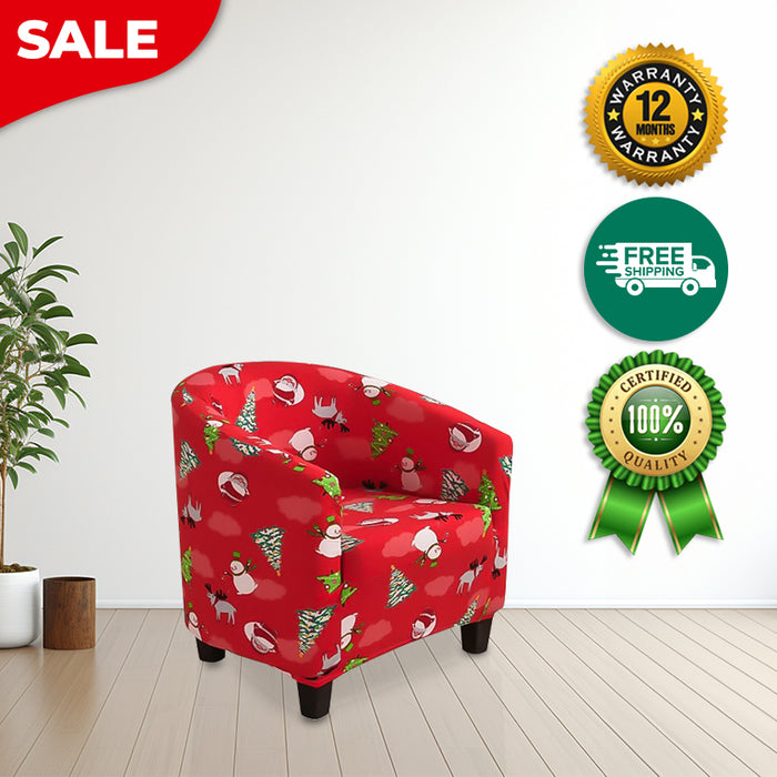 Anyhouz Chair Cover Red Christmas Design Dust Proof Tub Slipcover Home Decor