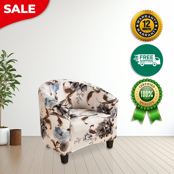 Anyhouz Chair Cover Beige Floral Print Dust Proof Tub Slipcover Home Decor