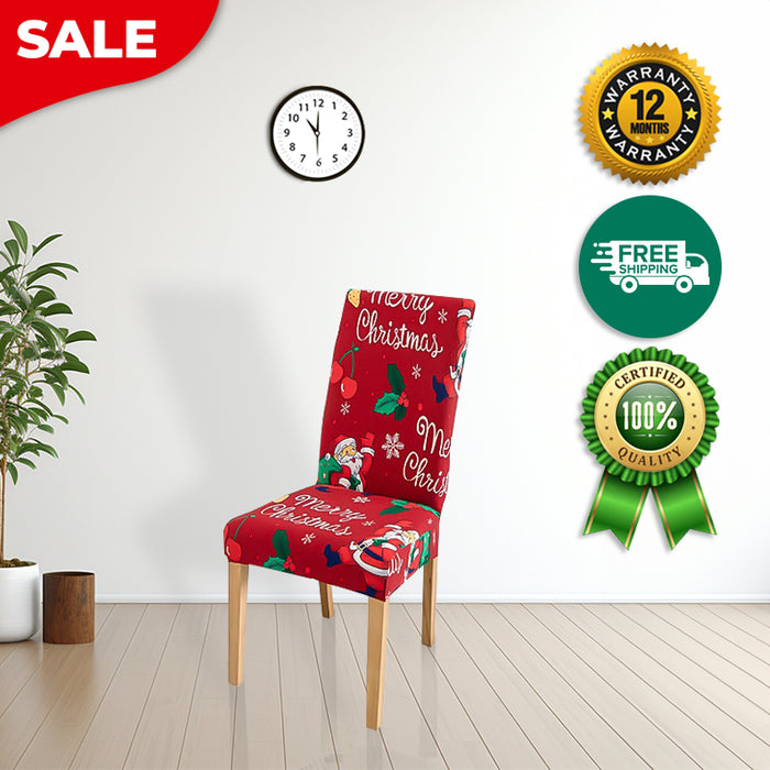 Anyhouz Chair Cover Red Big Cheery Santa Design with Anti-Dirt and Elastic Material for Dining Room Kitchen Wedding Hotel Banquet Restaurant